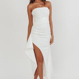 Cha Cha Strapless Thigh Split Dress White