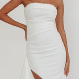 Cha Cha Strapless Thigh Split Dress White