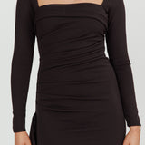 Cha Cha Long Sleeve Thigh Split Dress Black
