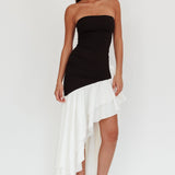 Cha Cha Strapless Thigh Split Dress Black/White