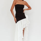 Cha Cha Strapless Thigh Split Dress Black/White