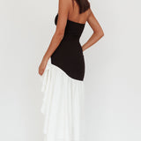 Cha Cha Strapless Thigh Split Dress Black/White