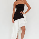 Cha Cha Strapless Thigh Split Dress Black/White