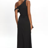 Sensations Off Shoulder Satin Maxi Dress Black