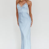 Summer Of Love Lace Trim Maxi Dress Blue