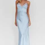 Summer Of Love Lace Trim Maxi Dress Blue