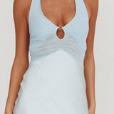 Jaila Mesh Bodice Halter Maxi Dress Baby Blue