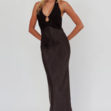 Jaila Mesh Bodice Halter Maxi Dress Black