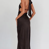Jaila Mesh Bodice Halter Maxi Dress Black