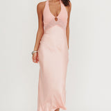 Jaila Mesh Bodice Halter Maxi Dress Peach