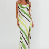 Blondine Cowl Bust Split Maxi Dress Green