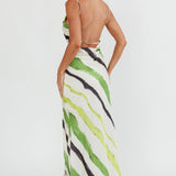 Blondine Cowl Bust Split Maxi Dress Green