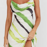Blondine Cowl Bust Split Maxi Dress Green