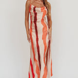 Blondine Cowl Bust Split Maxi Dress Peach