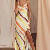 Blondine Cowl Bust Split Maxi Dress Yellow