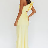 Deanna One-Shoulder Split Maxi Dress Yellow