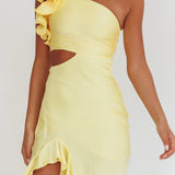 Deanna One-Shoulder Split Maxi Dress Yellow