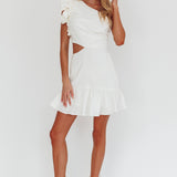 Deanna One-Shoulder Cut-Out Mini Dress White