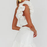 Deanna One-Shoulder Cut-Out Mini Dress White