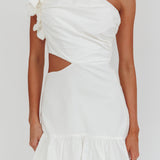 Deanna One-Shoulder Cut-Out Mini Dress White