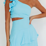 Deanna One-Shoulder Tiered Maxi Dress Blue