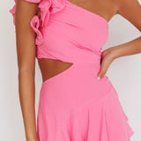 Deanna One-Shoulder Tiered Maxi Dress Pink