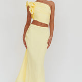 Deanna One-Shoulder Ruffle Top Lemon