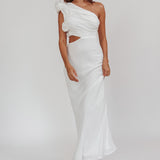 Deanna One-Shoulder Ruffle Maxi Dress White
