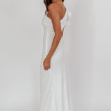 Deanna One-Shoulder Ruffle Maxi Dress White