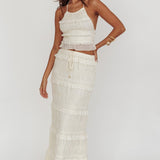 Helios Shirred Sequin Maxi Skirt Beige