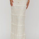Helios Shirred Sequin Maxi Skirt Beige