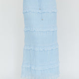 Helios Shirred Sequin Maxi Skirt Blue