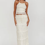 Helios Halterneck Shirred Sequin Top Beige