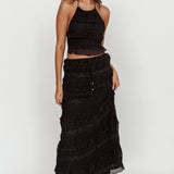 Helios Halterneck Shirred Sequin Top Black