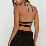 Helios Halterneck Shirred Sequin Top Black