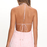 Hannita Smocked Halter Romper Pink