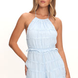 Hannita Smocked Halter Romper Blue
