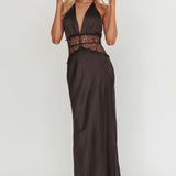 Tarly Lace Waist Halter Maxi Dress Black