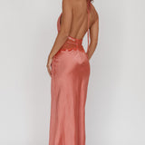 Tarly Lace Waist Halter Maxi Dress Rose
