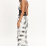 Tarly Lace Waist Halter Maxi Dress Polka Dot White