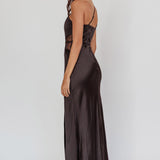 Tarly Lace Waist One-Shoulder Maxi Dress Black