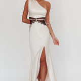 Tarly Lace Waist One-Shoulder Maxi Dress Champagne