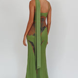 No Surprises Scarfed Floral Maxi Dress Green