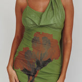 No Surprises Scarfed Floral Maxi Dress Green