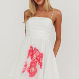 Festivity Flared Bow Floral Mini Dress White