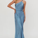 Aubrianna One-Shoulder Strappy Back Dress Midnight Blue