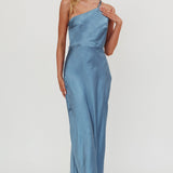 Aubrianna One-Shoulder Strappy Back Dress Midnight Blue