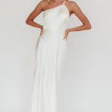 Aubrianna One-Shoulder Strappy Back Dress White