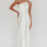 Aubrianna One-Shoulder Strappy Back Dress White