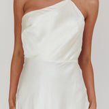 Aubrianna One-Shoulder Strappy Back Dress White